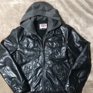 Levi's leather jacket lined w/ hood Sz. M